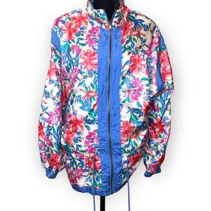 Lavon Windbreaker Bomber Jacket Women's M Multicolored Floral Print VTG Zipper